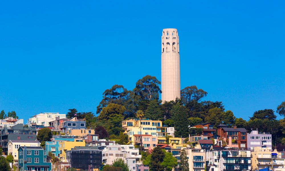 Coit,Tower,San,Francisco,California,In,A,Blue,Sky,Day
